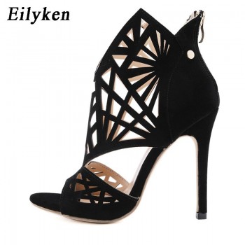 Eilyken Roma Style Summer GladiatorBoots Women Sandals Fashion Open Toe After Zip Stilettos High Heels Ladies Shoes Size 35-42